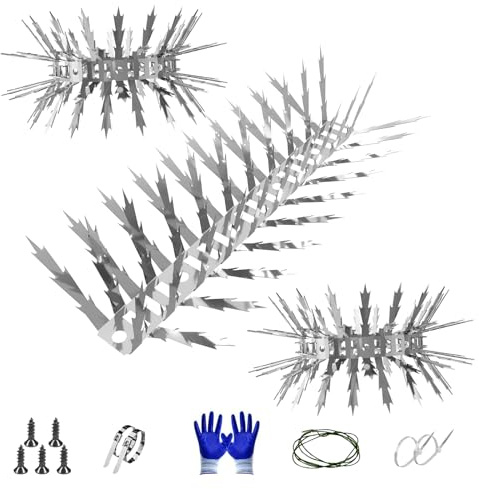 Marderabwehr, SuperAbound Taubenabwehr Spikes, Vogelabwehr, Waschbär Abwehr Marderschutz Fallrohre für Garten, Balkon, Dachboden, Baumschutz, Dachrinnen - 2,2M Edelstahl Ahornblattförmige 5CM Spikes