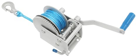 Treuil manuel 4500 lbs 2041 kg avec corde en nylon de 8 m de long, 3 vitesses Treuil manuel pour yacht, bateau, remorque, etc.