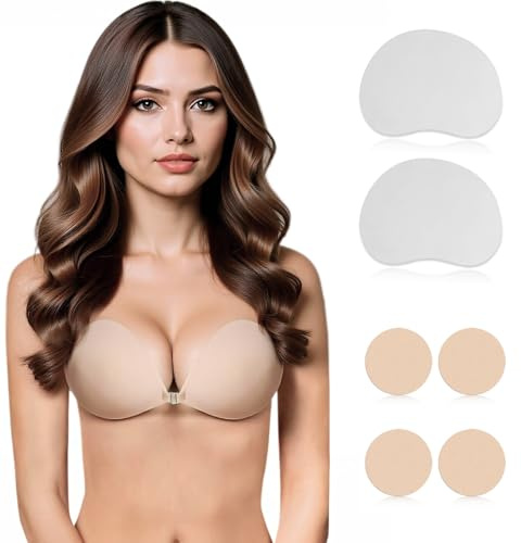 Septeamay Premium Klebe BH mit Aufkleber zur Bruststraffung, Unsichtbarer Sticky Bra Push Up Trägerloser für Frauen, Klebe-BH Push Up Waschbar & Wiederverwendbar für Rückenfreie Kleid Brautkleid