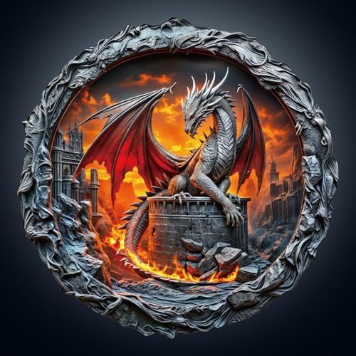 Wooden Puzzles for Adults, 265pcs Wood Wall Dragon Puzzle, Unique Animal Shape Puzzles with Wood Box, 34 * 34cm Wooden Puzzle for Family Game and Birthday Gifts for Friend