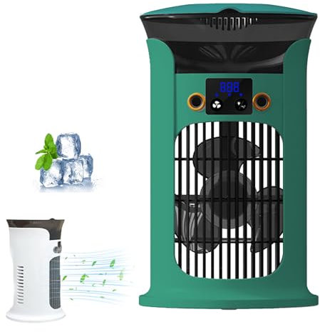 Portable Air Conditioner with Dual Mist – 3-Speed Cooling Fan, 880ML Water Tank, Mini Air Conditioning Unit, USB-Powered Personal Air Cooler with 7-Color LED Lights for Home, Office & Bedroom (Green)