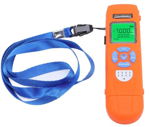 Telituny Messore di Potenza in Fibra Ottica, Tester di Alimentazione Ottica con 10 Lunghezze D'onda (850-1650nm), Precisione ± 0,2 DB, Ricaricabile usb c, Tester di Rete RJ45, Batteria