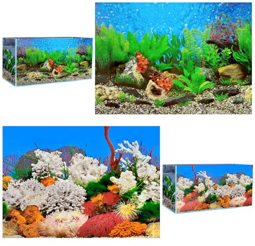VLYX Double-Sided PVC Aquarium Background Poster 62x30cm Fish Tank Decor Seaweed Underwater Theme