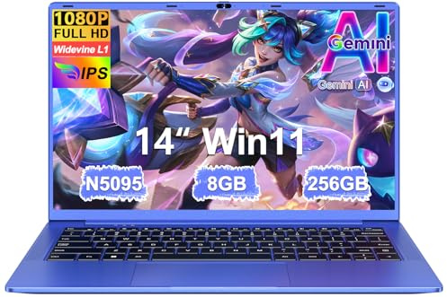 Ordenador Portátil 14 Pulgadas Celeron N5095 Upto 2,9 GHz Portatiles 8GB RAM 256GB SSD TF 1TB Win11 LPDDR4 1920*1080 FHD 5G WiFi USB 3.0 Laptop Película Protectora Español - Morado Cuerpo Metálico-18
