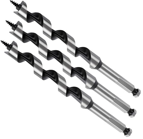 MOXPIFY 3pcs 15mm Wood Auger Drill Bits 155mm Long, Timber Drill Bits | Hex Shank, Extra Long Wood Drill Bits For Woodworking (3pcs x 15mm x 155mm)