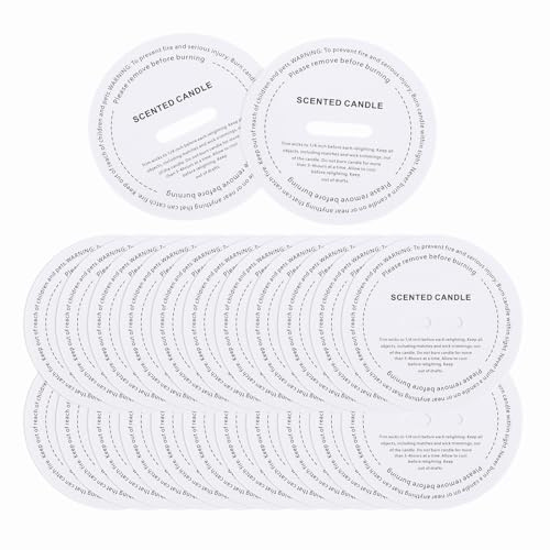 QUARKZMAN 60 Pcs Cubiertas Antipolvo Para Velas, 5.5cm/2.2 Redondas Impresas Blancas Protector De Goteo Accesorios Para Tapas De Velas Artesanales Aromáticas Frascos Cajas Empaque, Blanco