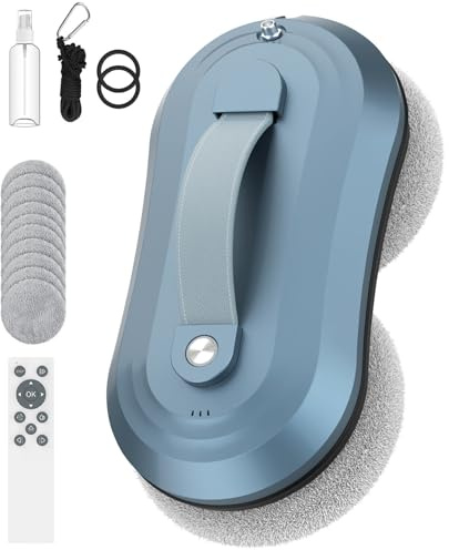 MoraRise Window Cleaning Robot, 5600Pa Strong Suction Robot Window Cleaner, AI Path Planning & Intelligent Edge Detection, Remote Control Glass Cleaner for High Windows, Tiles, Mirror (Blue)