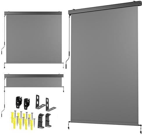 Amopatio Senkrechtmarkise 180x250 cm, Wetterfest Vertikalmarkise mit Handkurbel, Robuster Balkonsichtschutz, Wasserabweisend & UV-Schutz für Balkon, Terrasse, Garten, Anthrazit