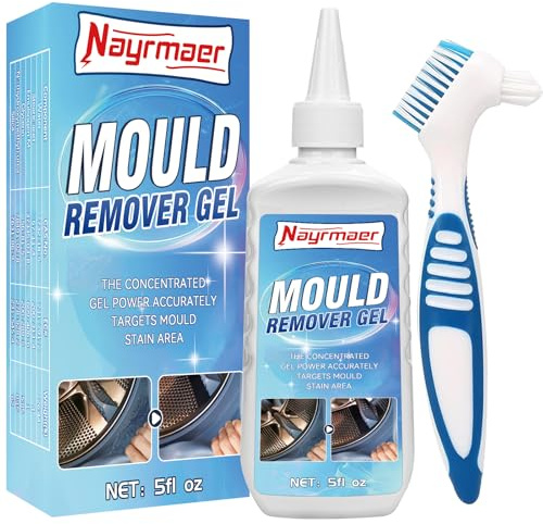 Nayrmaer Mould Remover Gel, Effectively 5fl oz Household Mould and Mildew Remover With Brush, Deep Clean Mold Remover for Washing Machine Toilet Seal Sinks Bathroom Tile Stains Cleaning