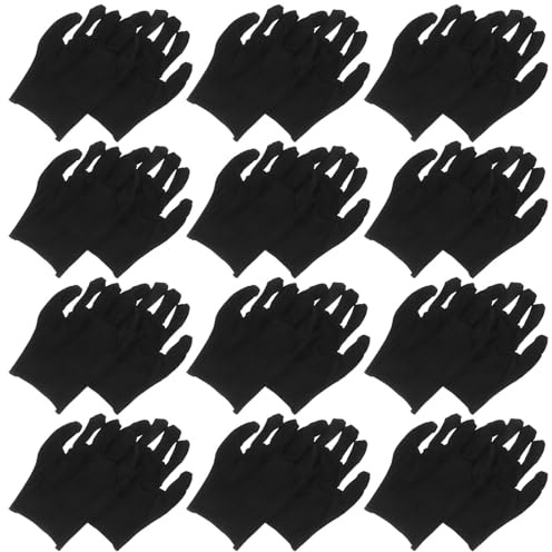 CALLARON 12 Pairs Thickened Black Cotton Work Gloves Medium Size, Sturdy Hand Protection Gloves for Industrial Use, Painters, Outdoor and Safety Applications