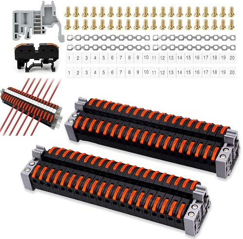 40 Stück Reihenklemmen Hutschiene, Durchgangsklemme, Verbindungsklemmen, Hutschiene 0,08-4 mm² PCT-211, Klemmblock Klemmleiste Kit, Lüsterklemmen Steckbar, Klemmen Elektro für Schnelle Verkabelung
