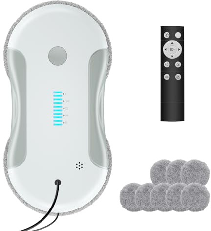 Fensterputzroboter, Fensterputzer Elektrisch mit 5800 Pa Saugleistung, Fensterroboter mit Mehrsprachenfunktion, Ai Kantenerkennungstechnologie Geeignet für Glatte Oberflächen