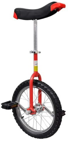 Ordellia Verstellbares Einrad Rot 16 Zoll mit Schnellspanner, Stahlrahmen, stoßdämpfendem Sattel, 70 bis 84 cm Sitzhöhe, für Training, Freizeit, Balance und Koordination