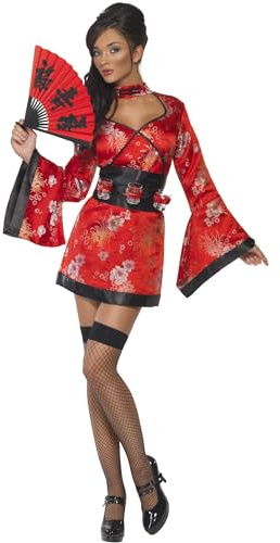 Smiffys Disfraz de geisha del vodka, vestido y cinturón con soporte para vasos de chupito Halloween, Carnaval