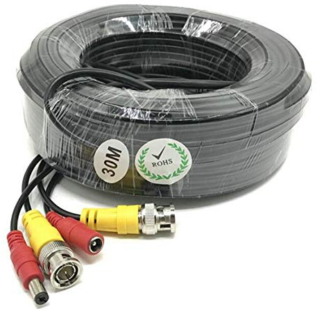 BW Câble d'alimentation BNC pour système de sécurité de caméra CCTV DVR 30 m Noir