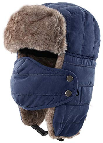 Decentron Herren Fliegermütze, Durchgehend, blau