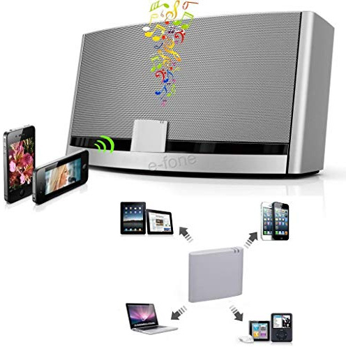DIVISTAR gse Adaptador de Receptor de Audio de música A2DP Bluetooth para Bose Sounddock y Altavoz de 30 Pines para iPod/iPhone