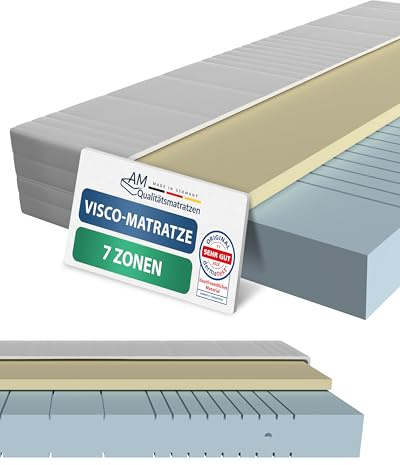 AM Qualitätsmatratzen 7 Zonen Viscoschaum Matratze 90x200 H2 - Made in Germany - Oeko TEX zertifizierte Memory Schaum Matratze 90x200-20 cm Hoch - Hybridschaummatratze 90x200 H2 mit Viscoauflage