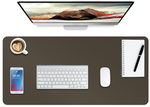 Leder-Schreibtischunterlage,wasserdichte Schreibtischunterlage für Schreibtisch, Schreibtischunterlage für Tastatur und Maus, Leder-Mauspad-Schutz für Büro und Zuhause, 76 * 36.5cm(M Coffee)