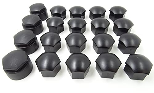 für Skoda Radmutterkappen für Leichtmetallfelgen, 17 mm, schwarz matt