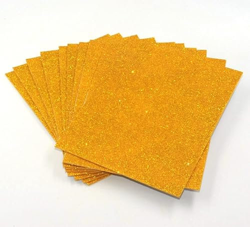sixstore 10 Stück A5 selbstklebende Glitzer-Schaumstoffbögen – Kreatives Kunstzubehör für Kinder, saisonales Basteln und Dekorationen (Gold)