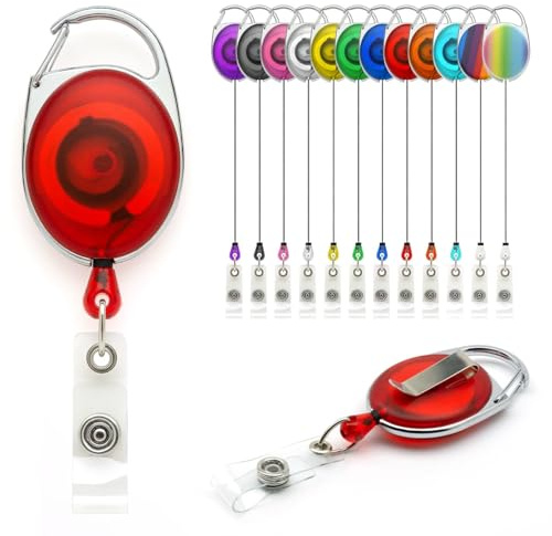 Rot Ausweisjojo Schlüssel JoJo mit Gürtel Clip Spulen 10 Stück, Ausweis für ID Badge Holder Yoyo Einziehbarer Kartenhalter Schlüsselkarten Schlüsselanhänger Set Schlüsselring Retractable