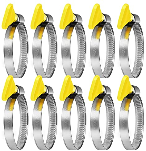 Drado Jubilee Clips 10Pcs Stainless Steel Hose Pipe Clamp, Adjustable Hose Clamps Clips, Worm Drive Hose Clips 32-50mm