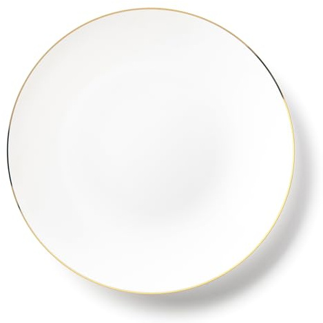 Decor Decorline - Premium Mehrweg Kunststoff Partygeschirr set - 32 Teile - Classic Combo - Weiss/Gold - Stabil, Wiederverwendbares Teller Set -2 Größen (16x26cm, 16x19cm)