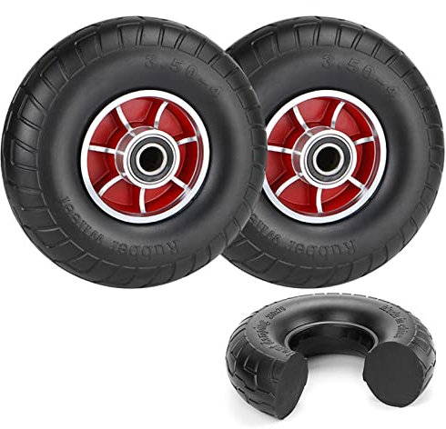 LIGUOYI Copertoni Carrello Portapacchi 2 Pezzi Ruote di Ricambio 242×65mm/255×78mm Ruote in Gomma Piena Cerchi in Lega Blu/Rosso Portata 450kg Ruota per Carriola a Prova di Foratura - Rotelle