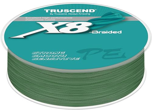 TRUSCEND X8 Geflochtene Angelschnur, Strapazierfähige und Hochwertige PE-Geflechtschnur für Profis, Dünner und Geschmeidiger, Unverzichtbare Ausrüstung für Süßwasserangler, Angelgeschenk für Männer
