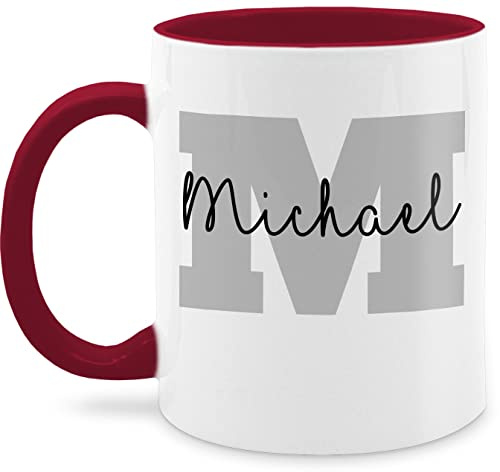 Tasse Tassen 325ml - Anfangsbuchstabe - Anfangsbuchstaben Name I Persönliches Geschenk Personalisiert mit Namen bedrucken I Initialen I Custom Buchstabe I Wunschname - 325 ml - Bordeauxrot - tee