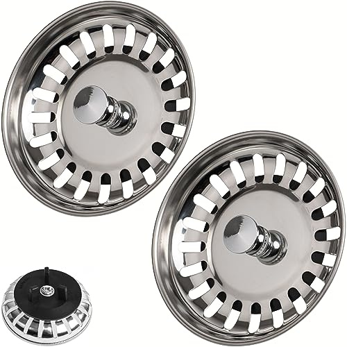 Diskho silkorg, Med Ø 80 mm, 2 stycke, kompatibel med sifon ATLANT och DOMSJÖ, Rostfritt stål korgplugg universell diskho sil, ersättningsdel för diskho avlopp, Kök handfat sil pluggar, Silkorgventil