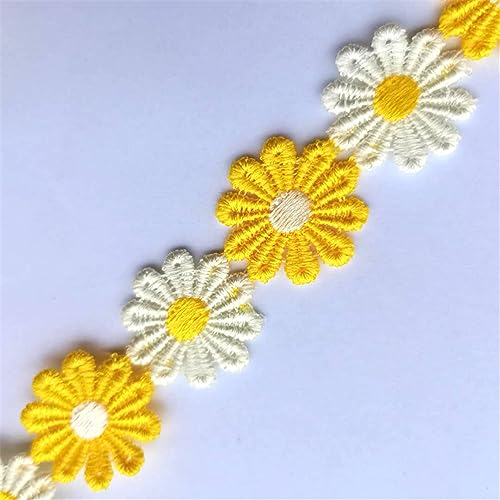 5 Yards 2,5 cm Dekorative Spitzenband, Nähborte, Zierband, SpitzenbordüRe, Borten BäNder, Spitzenstoff Spitze-Borten HäKelband Saumspitze WäSchespitze Lace Trim zum Nähen und Dekorieren (Helles Gelb)