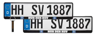 Hamburger SV HSV Nummernschildhalter 2er Set NUR DER HSV Kennzeichenhalter für alle Automarken HSV Fanartikel + FanEmotion Flaschenöffner