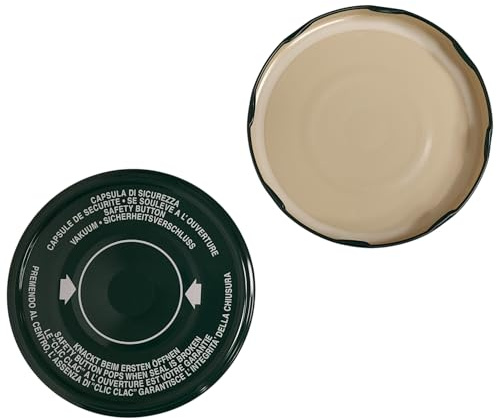 OPIROS Capsule Twist Off Con Flip Diametro mm.110 Colore Verde Con Bottone Centrale Di Controllo Clic Clac Per Barattoli Coperchi Per Vasi Grandi Conserve Passate Marmellate Confetture (5)