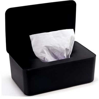 Scatola Porta Salviette per Bambini, Scatola per Salviette Umide, Porta Scatola Dispenser per Neonati, Scatola per Salviette Umide con Coperchio, Scatola di Carta Umida per Casa e Ufficio, Nero