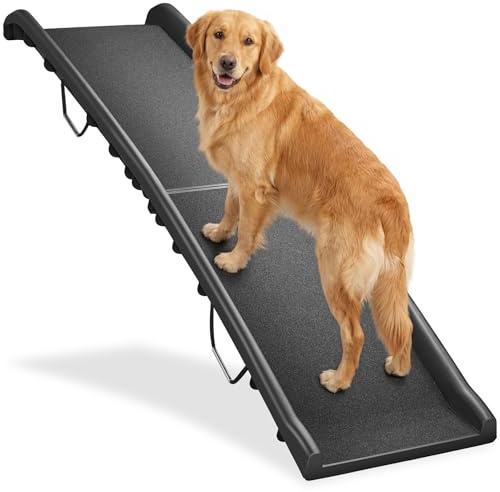 tectake® Rampa per Cani Paw Step, Richiudibile, Antiscivolo per Auto, Pieghevole con Maniglie Trasporto, Supporto fino a 90kg, Pedana per Cani, Rampe per Cani