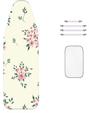 WTAIS Cotone - Addensare Copriasse Stiro, Design a 2 Strati Cherry Print Coperchio di Ricambio per Tavolo da Stiro a Vapore, con Fissaggi, Oversize XXL160x60cm