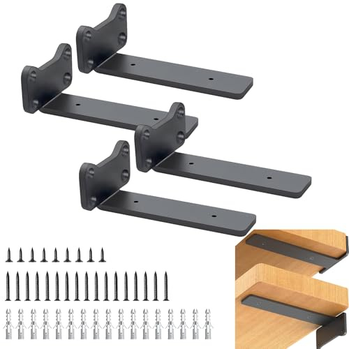 Equerre Etagere Murale, equerre fixation 25,5cm, Support etagere murale, Equerre Charge Lourde, Support étagère Murale, Lot de 4