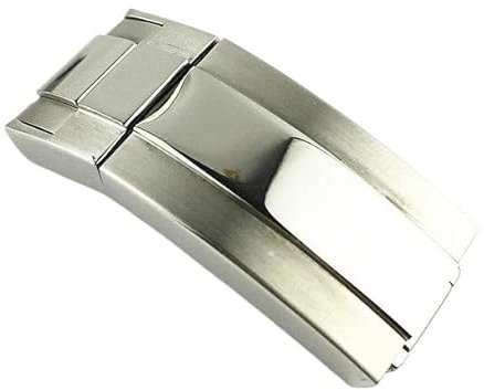 JASMKLX Uhrenarmband-Verschluss, passend for Rolex, passend for DAYTONA, passend for SUBMARINER GMT, passend for Yacht-Master, Feinabstimmung, Zugknopf, 16 mm x 9 mm massive Edelstahl-Schnalle(Silver)