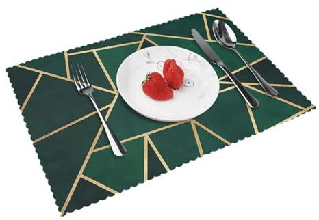 Grün-Gold-Muster,Tischsets, 4er Set, waschbar, Platzsets für Esstisch, hitzebeständig, Tablettmatten, 30x45 cm