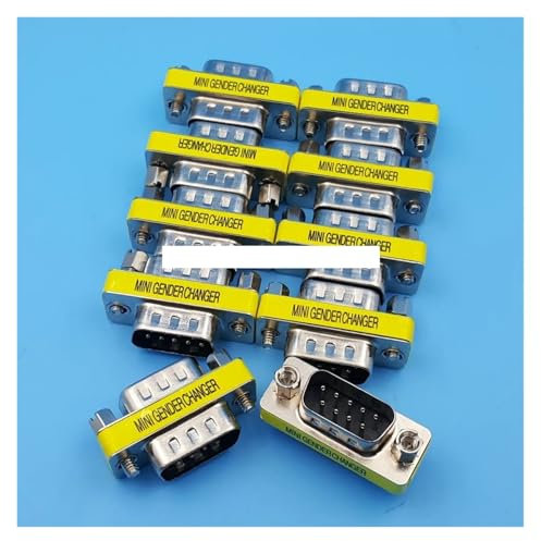 10Pcs DB9 9Pin Male To Male Gender Changer Adapter RS232 Serial Connector NWPNLXEA