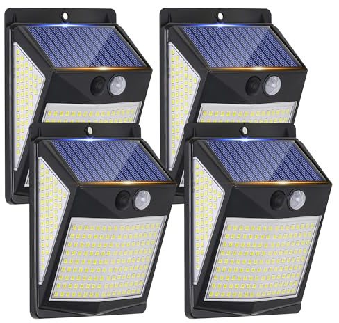 Parrot Uncle Solarlampen für außen, 238 LED Solar Sicherheitsleuchten und 3 Modi, Bewegungsmelder aussen, 270° Weitwinkel, solarbetriebene Leuchten, IP65, wasserdichte Solar Wandleuchte (4er-Pack)