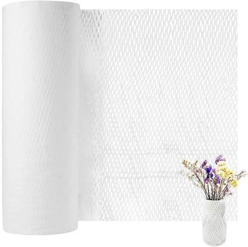 1 x weißes Wabenverpackungspapier, umweltfreundliches Kissenverpackungspapier für Umzug, Versand, Verpackung, zerbrechliche Gegenstände (5 m x 50 cm)