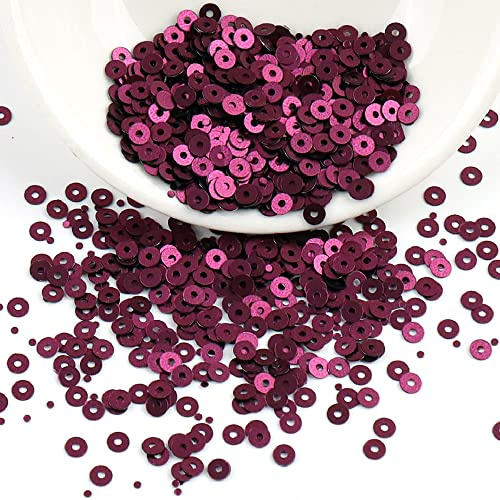 Anevous 8000 Stück Pailletten Basteln, Lose Glänzende Pailletten, Glitzer Pailletten zum Aufnähen Auffädeln für DIY Nähen Kunsthandwerk Herstellung, Hochzeit Dekorative,Weinrot 2mm