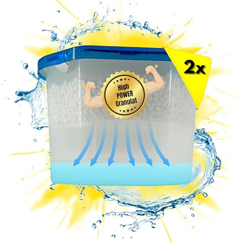 TronicXL 2 deumidificatori granulati da 500 ml, per cantina, bagno, casa, ufficio, senza elettricità, deumidificatore, deumidificatore, roulotte, camper, lavanderia, bagno