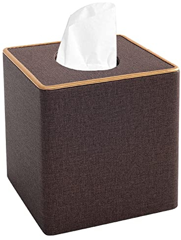 XNONE Tissue Box Cover Pu Leather Tissue Box Holder Square Tissue Organizer Napkin Dispenser for Home,Office,Restaurant,Dresser,Car,Bathroom Decor (Coffee)