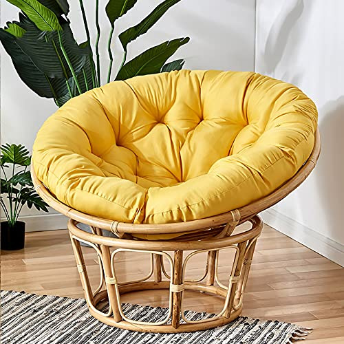 Cuscino giallo per sedia da giardino, 110 x 110 cm, in morbida tela di cotone e imbottitura, elegante design contemporaneo, per interni ed esterni, comfort