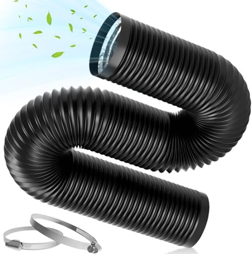 Warmfay Abluftschlauch 150mm, 3m Länge, PVC Flexibel Alurohr Schlauch Lüftungsschlauch mit 2 Schlauchschelle Edelstahl, Flexschlauch für Mobile Klimaanlage, Trockner, Belüftungssystem
