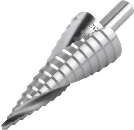 Foret Étagé HSS 4-32mm, 15 Étapes Fraise Metal Etage Tige Triangulaire 10mm, Foret Conique pour Métal/Acier/Bois/Aluminium/Plastique, Utilisation Universelle Outil de Perçage de Précision